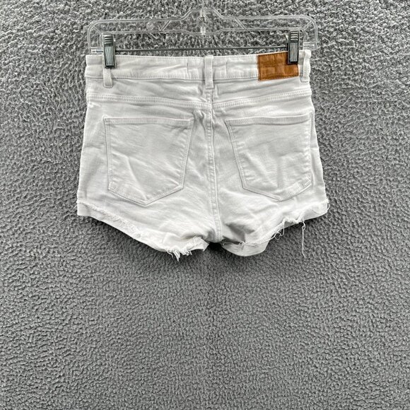 Zara Trafaluc Womens Jean Shorts 4 White Denim Stretch Mid-Rise Cuffed Pockets - Picture 2 of 12